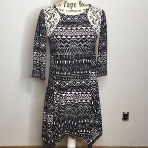 Mudd Black & White Geometric Asymmetrical Dress